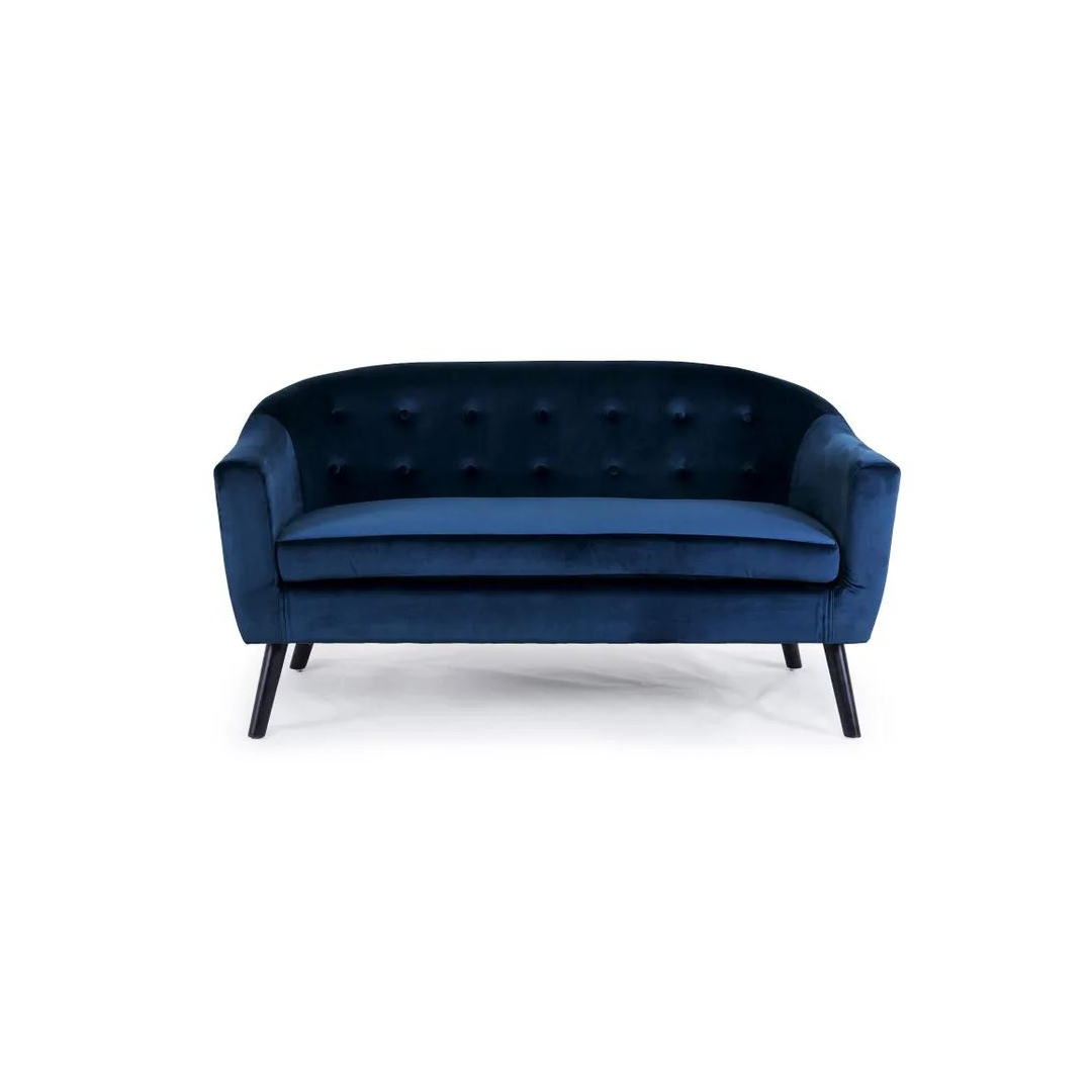 Location canapé 3 places velours bleu nuit style scandinave pour espace lounge - Mobilier Nancy